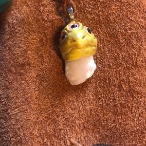 Hand made and hand painted charm with crystal.